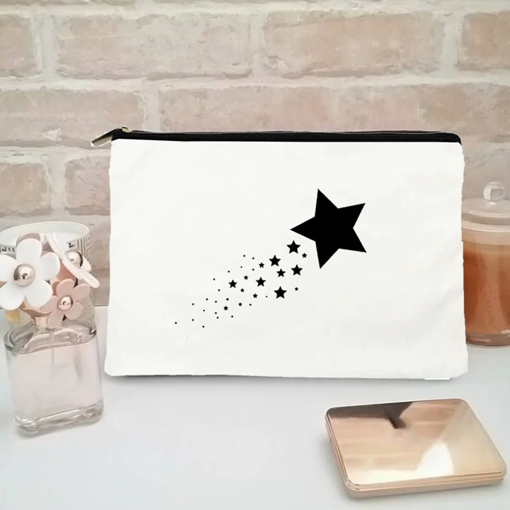 Холщовый органайзер для косметики в стиле Харадзюку на молнии|Косметички| |