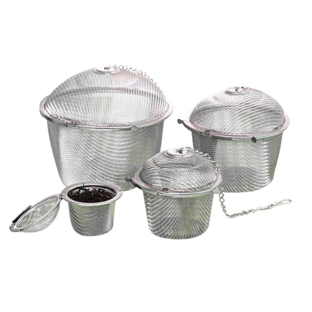 

3 Sizes Spice Seasoning Bag Tea Strainer Chained Lid Stainless Steel Mesh Ball Tea Coffee Filter Basket Infuser Tools Kitchen