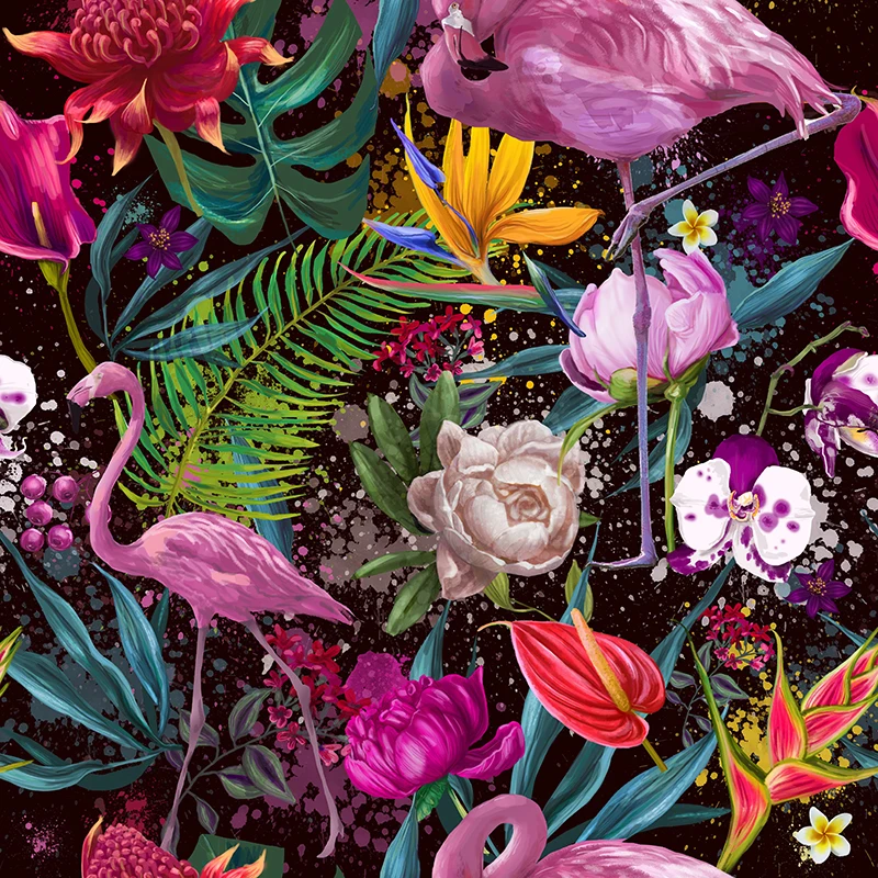 Четырехсторонняя эластичная ткань из полиэстера с цветочным принтом | Дом и сад