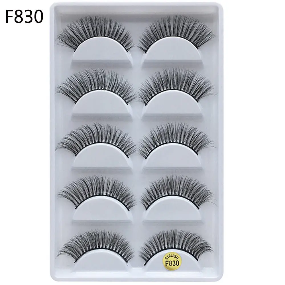 f830 5 пар, ручная работа, настоящая норка, 3D, полный объем, накладные ресницы, толстые, длинные ресницы, набор, наращивание ресниц, личная этикетка, косметика - Цвет: f830
