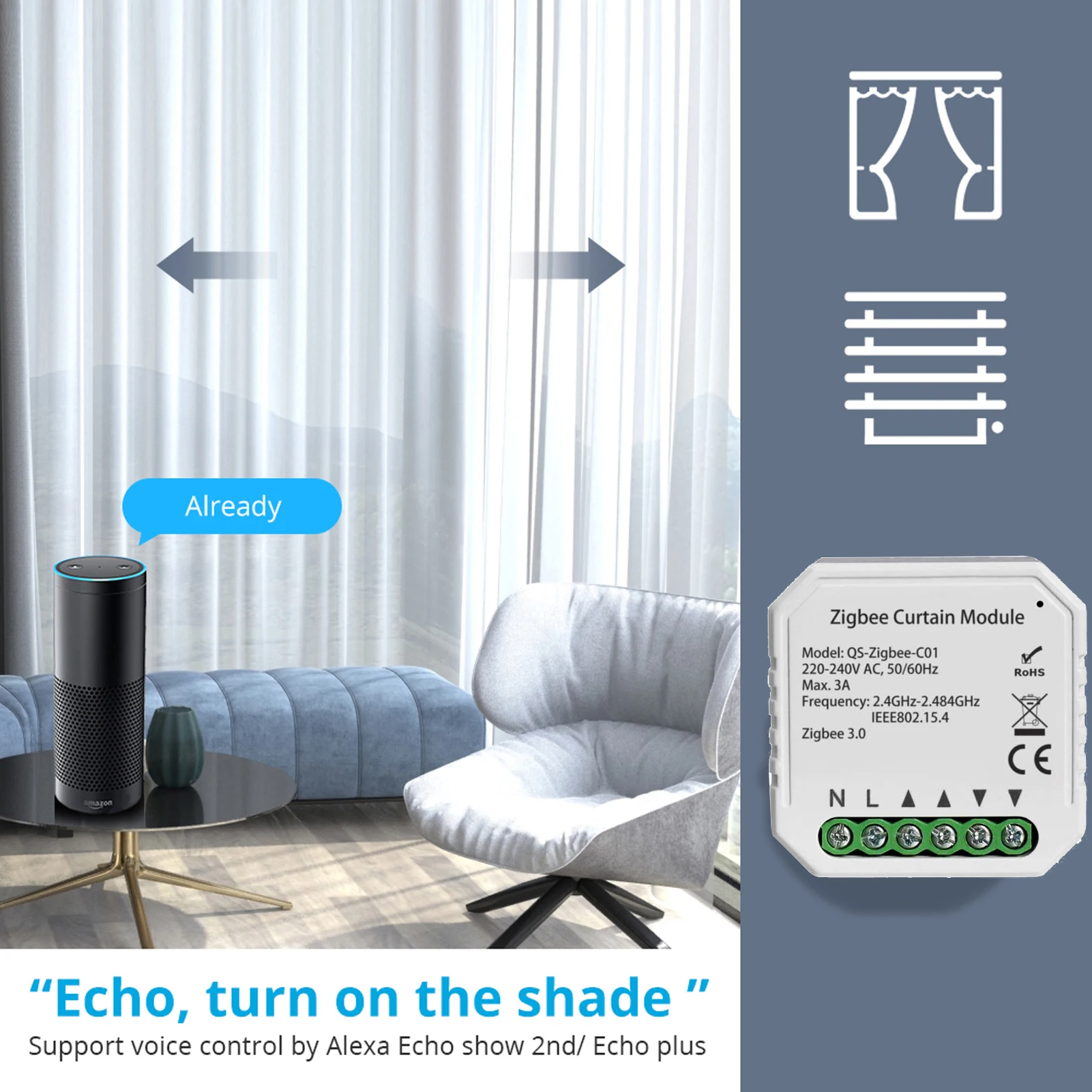 Модуль переключателя для штор Tuya Smart Life ZigBee устройство умного дома с роликовым