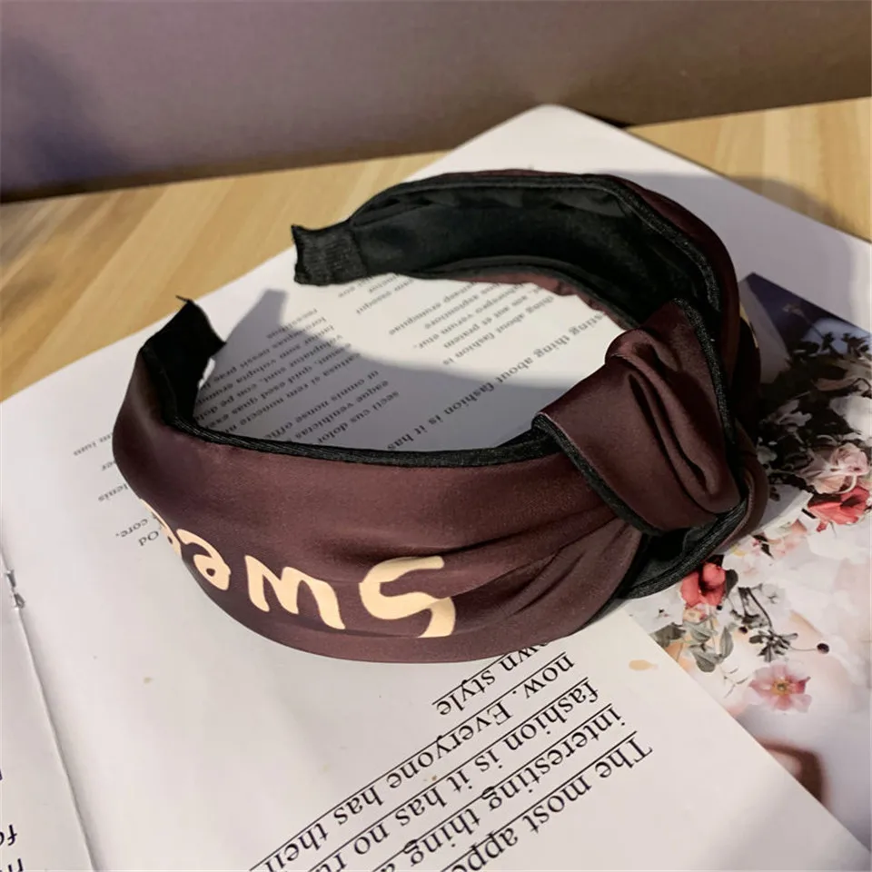 

Women's Headwear Cross Wide Hair Band Sweet Print Letters Knot Hair Hoops Wide-brimmed Headband Sport Hair Accessories Headdress