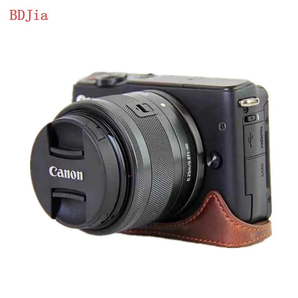 Новейшая сумка для камеры чехол Canon EOS M200 M100 M10 из искусственной кожи половинный