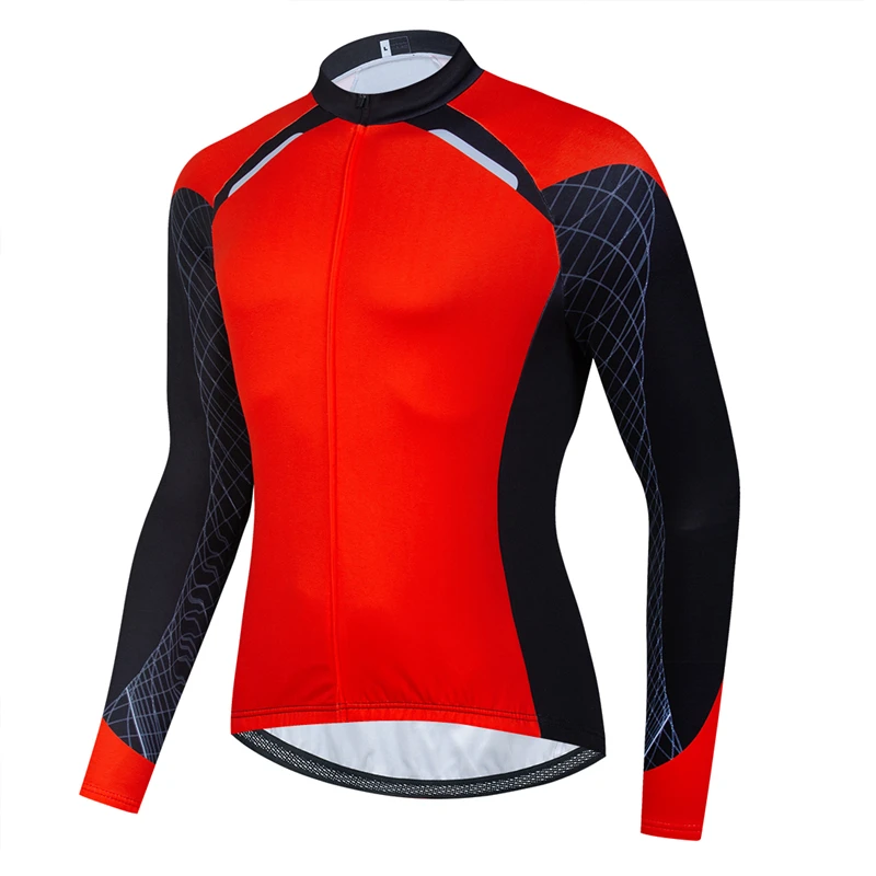 Red-Black1 Зимняя Теплая Флисовая велосипедная Джерси унисекс в полоску, куртка для горного велосипеда, велосипедное пальто, одежда для спуска, для шоссейного велосипеда, с длинным рукавом, ветрозащитная - Цвет: Red-Black1