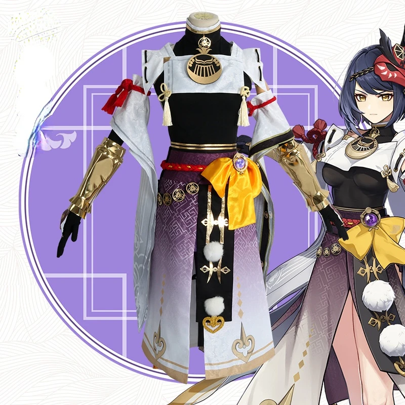 

Game Genshin Impact Kujo Sara Cosplay Costume Dress Shorts Cute Style Women's Clothing For Performance Halloween Party Girl