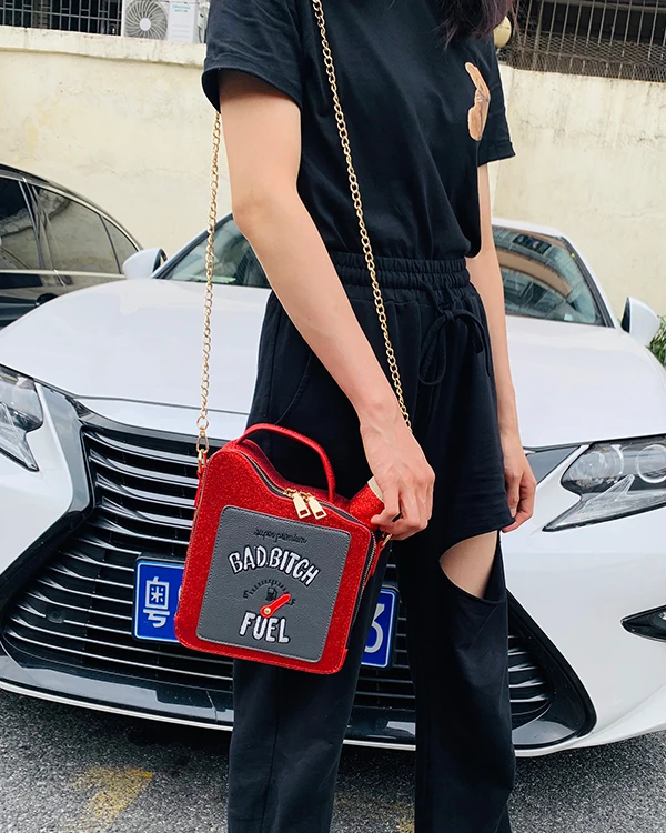 Fashion Fun Embroidery Letters Gasoline Bottle Shape Women Chain Purse Handbag Shoulder Bag Ladies Mesenger Clutch Totes | Багаж и сумки