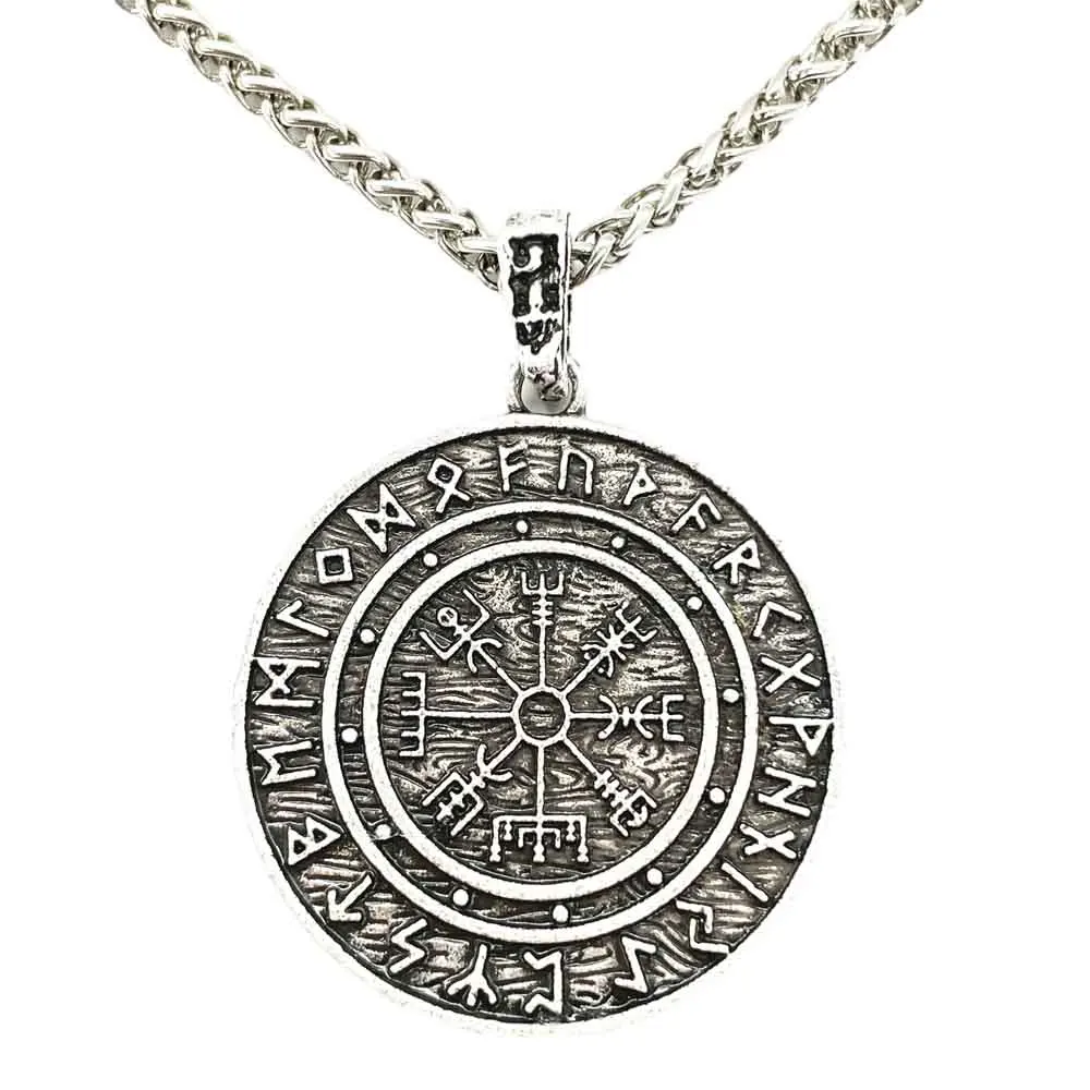 

Nordic Vegvisir Compass Norse Runes Viking Jewelry Runic Amulet And Talisman Pendant Necklace Men Dropshipping