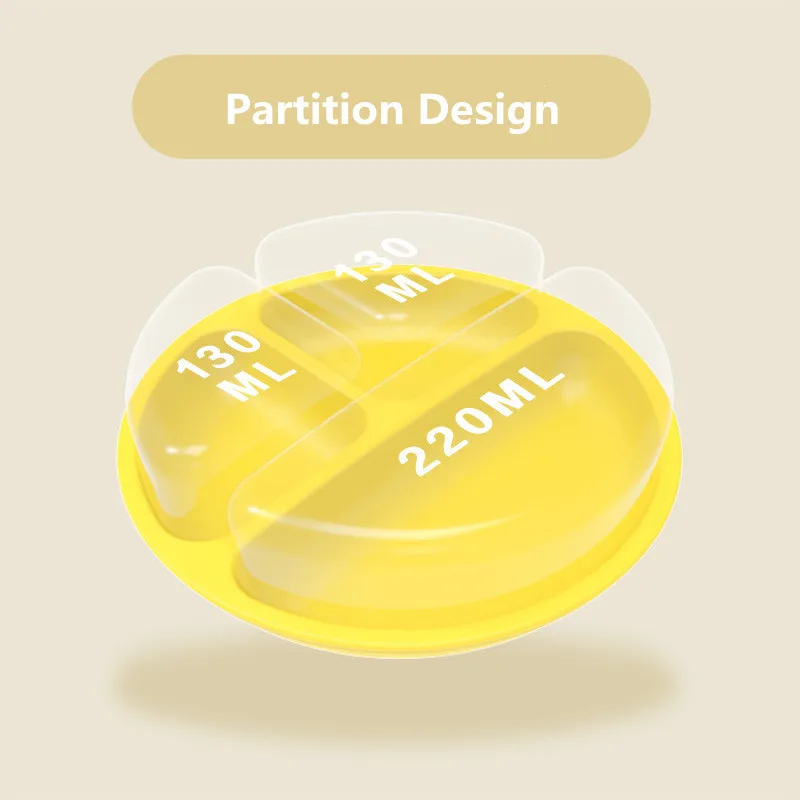 

New Baby Silicone Dinner Plate Four Reinforced Sucker Compartments Children's Silicone Bowl Simple Complementary Food Bowl