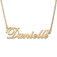 love heart danielle name necklace for women stainless steel gold silver nameplate pendant femme mother child girls gift