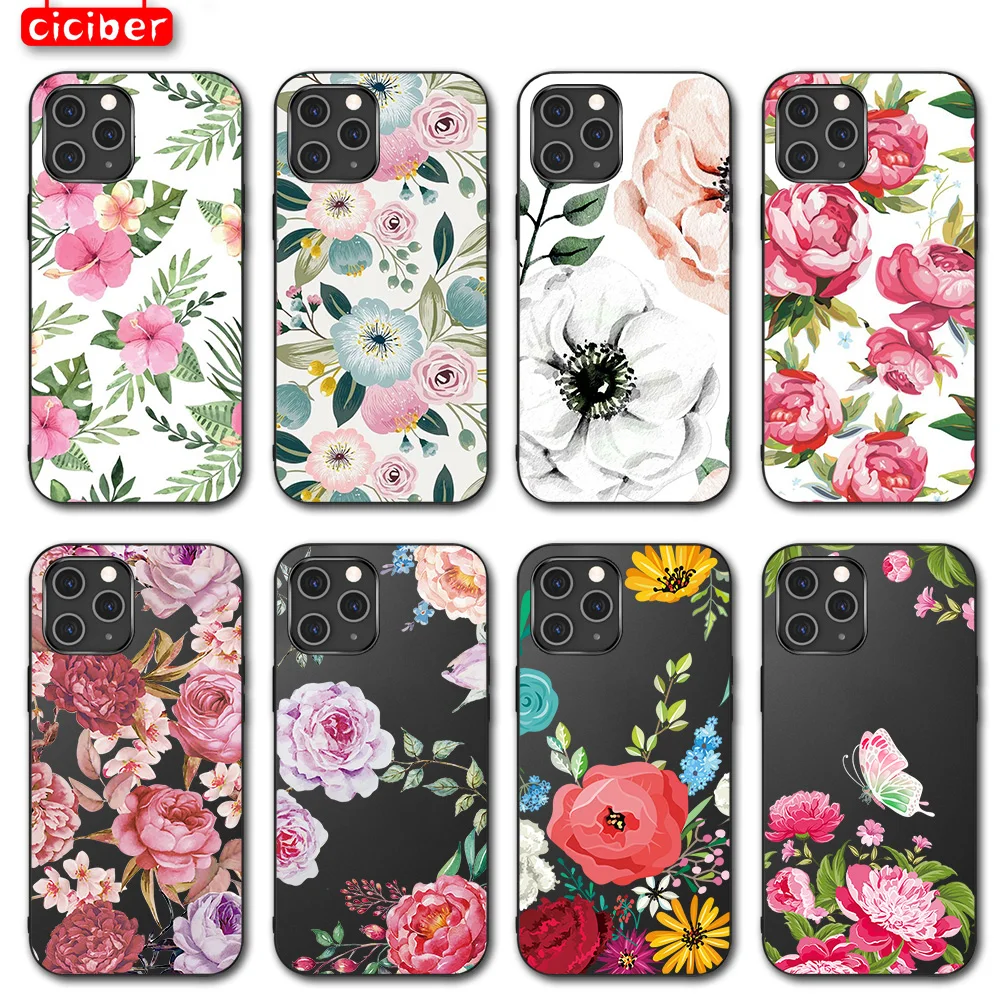 

Rose Flower Pattern IPhone 13 Case IPhone 11 12 13 Pro XS Max Mini 7 8 6 6S Plus XR X 5S SE Soft TPU Phone Back Fundas