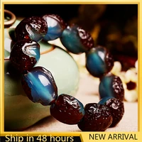 beeswax amber rough stone bracelet with old leather blue amber bracelet bracelets for men bracelets jewelry bracelet for women