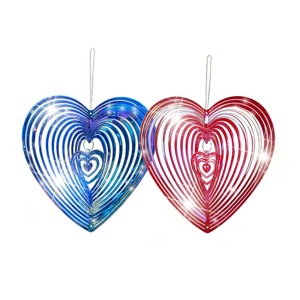 

Beating Heart Wind Spinner ABS Red Blue Wind Catcher Love Metal Black Wind Chime Rotating Wind Chime Hang Decoration Ornament