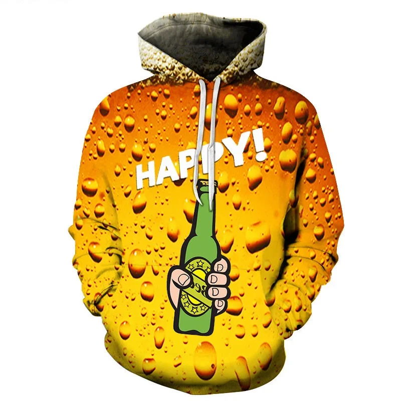 

Fashion Mens Hoodie 3d beer print Graphics Hoodies for men sweatshirt pullover essentials harajuku casual loose hoody techwear