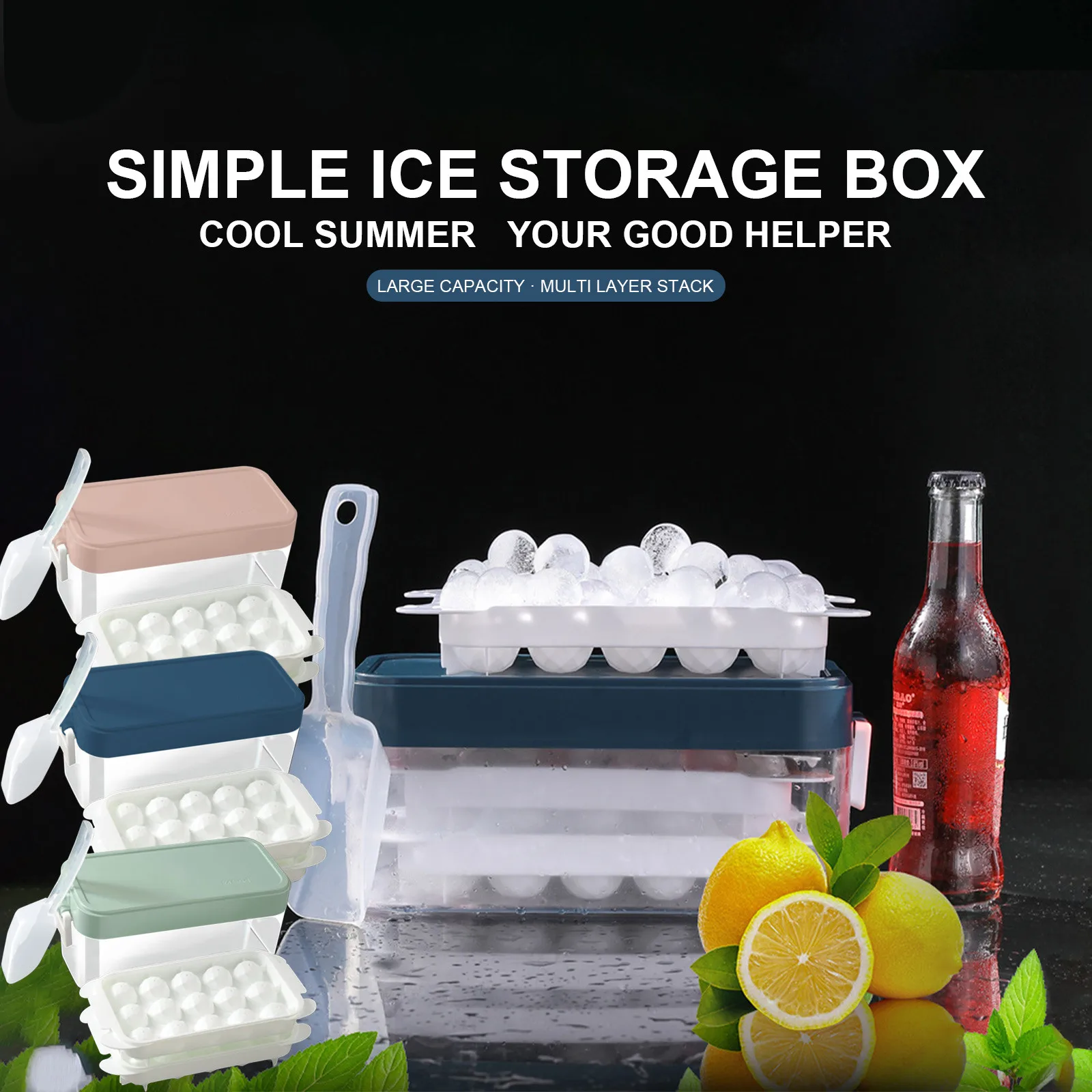 

Large Ice Tray Silicone With Lid Keep Chilled Easy Reusable Mold For Chilling FFT