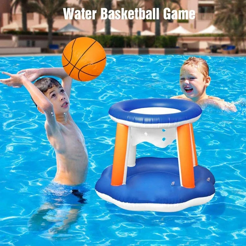 

Inflatable Pool Float Set Floating Volleyball Net with Basketball Hoop and Adjustable Net and 2 Balls Volleyball Court