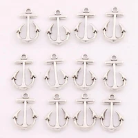 20pcs 15x23mm tibetan silver smooth crushed anchor spacer charm beads pendants alloy jewelry diy l091