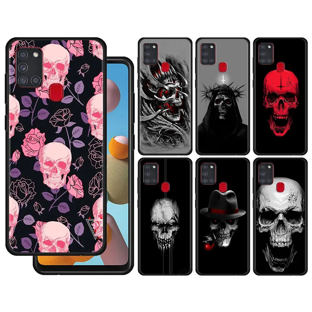 

Case For Samsung Galaxy A51 A71 A41 A31 A11 A01 A72 A52 A42 A32 A22 A21s A02s A12 A02 4G 5G Silicone Shell Satanic Skull dark