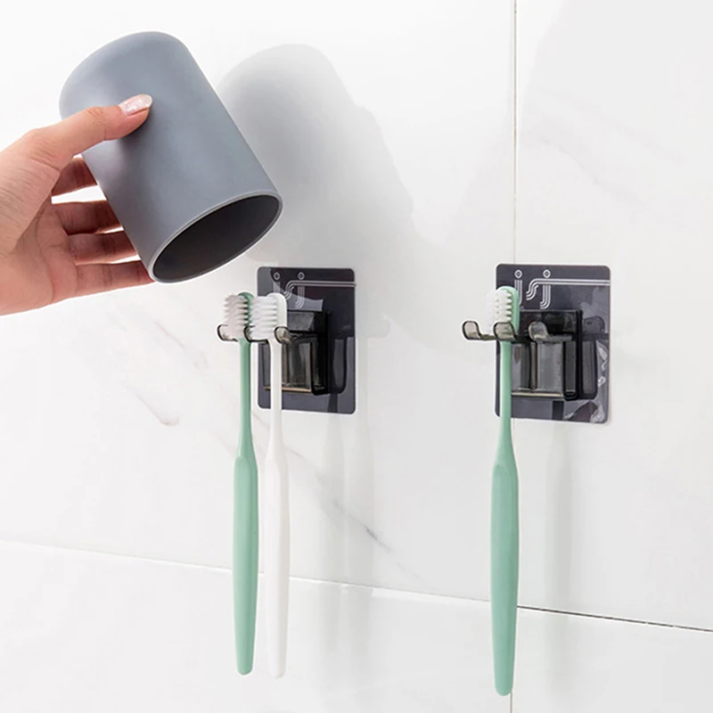 

Wall Suction Cups Rack Shaver Tooth Brush Dispenser Bathroom Accessories Set Plastic Toothbrush Holder with Gargle Cup