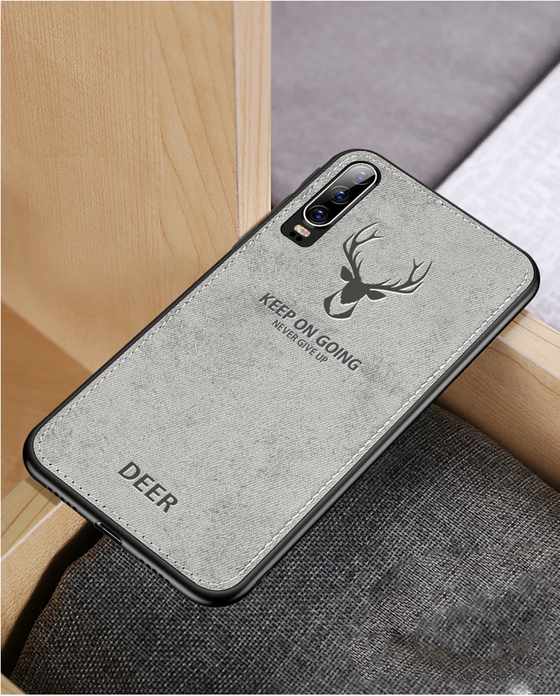Ультратонкий силиконовый чехол для телефона с рождественским оленем для huawei P30 P20 P10 Lite Pro Plus, роскошный защитный тканевый чехол