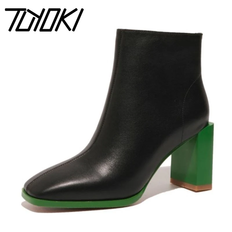 

Tuyoki Real Leather Women Ankle Boots Sexy High Heel Winter Shoes Woman Zipper Fashion Warm Office Lady Footwear Size 33-42