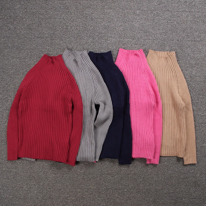 Пуловер Свитера для девочек с круглым вырезом детская теплая одежда удлиненного