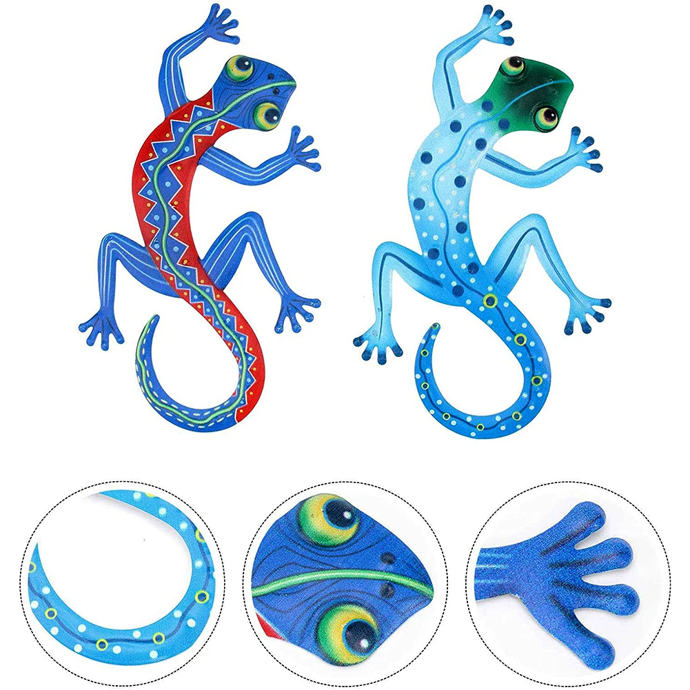 

Metal Gecko Wall Decor With Glass For Home Garden Decoration And Miniatures Garden Statues Outdoor Fairy Garden Ornaments Fairy