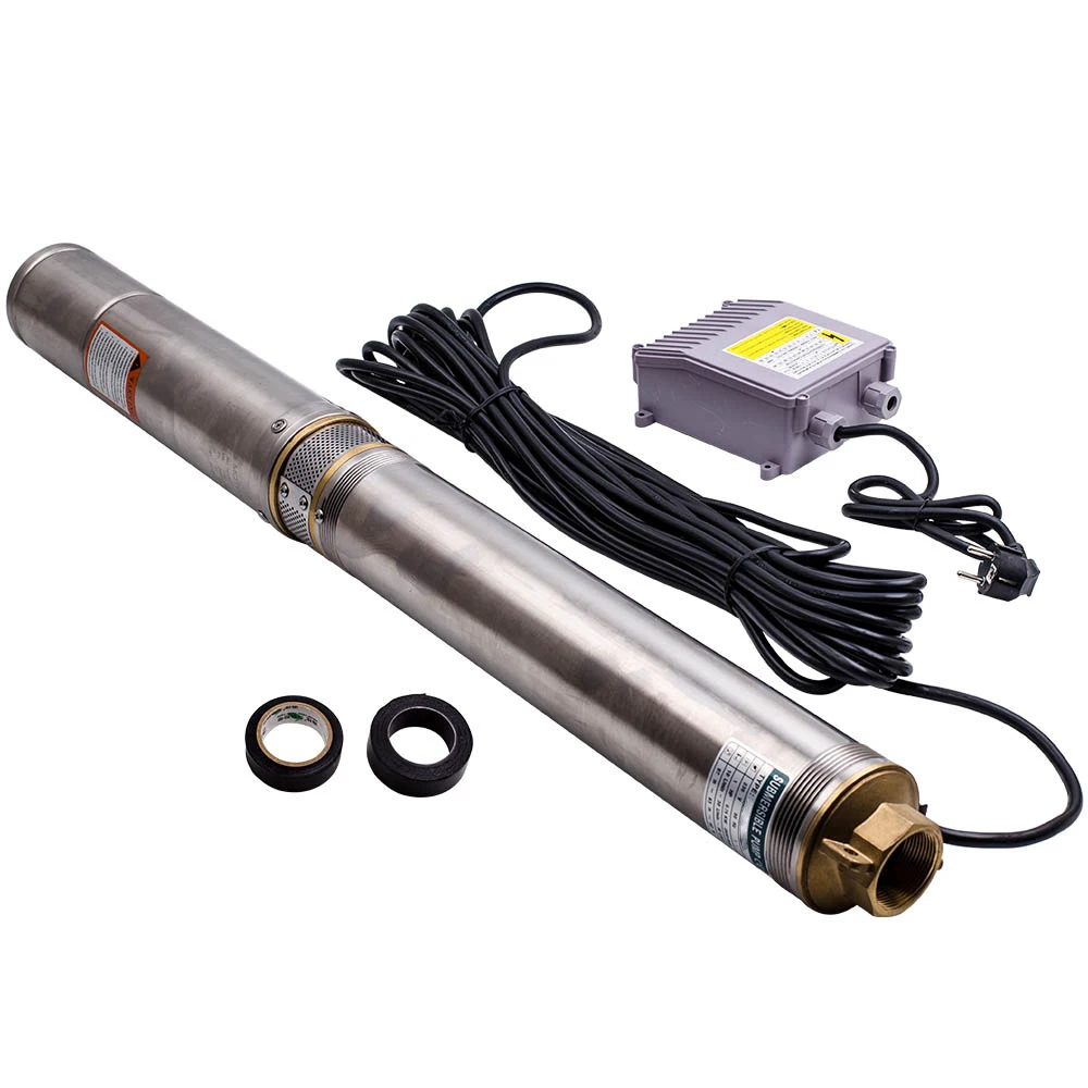 4&quot 370W Borehole Deep Well Submersible Water Pump + 20 m power cable Stainless Steel 6000L/H |