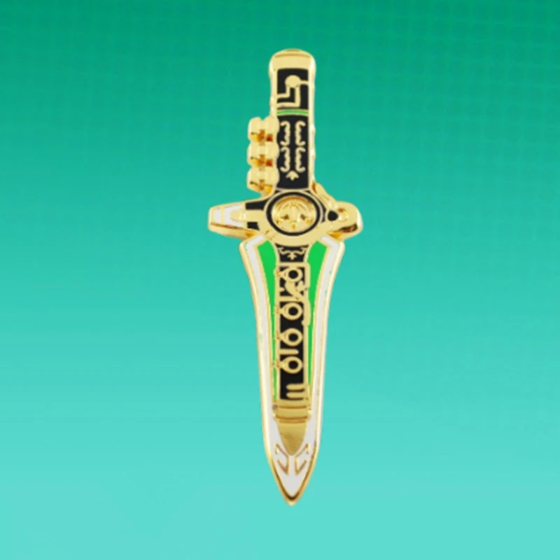 Зеленые рейнджеры Дракон флейта кинжал брошь булавки металлические значки на