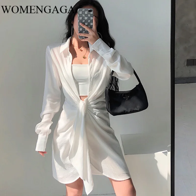 Europea рубашка с бантом свободная повседневная v образным вырезом Длинные рубашки