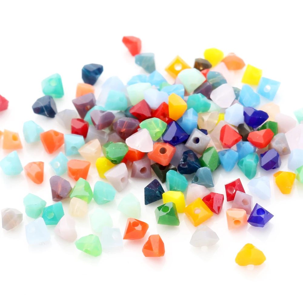 280pcs 3mm Wholesale Fashion Geometry 3D Triangle Loose Spacer Crystal Bicone Beads For Necklace Bracelet Jewelry Accessories | Украшения и