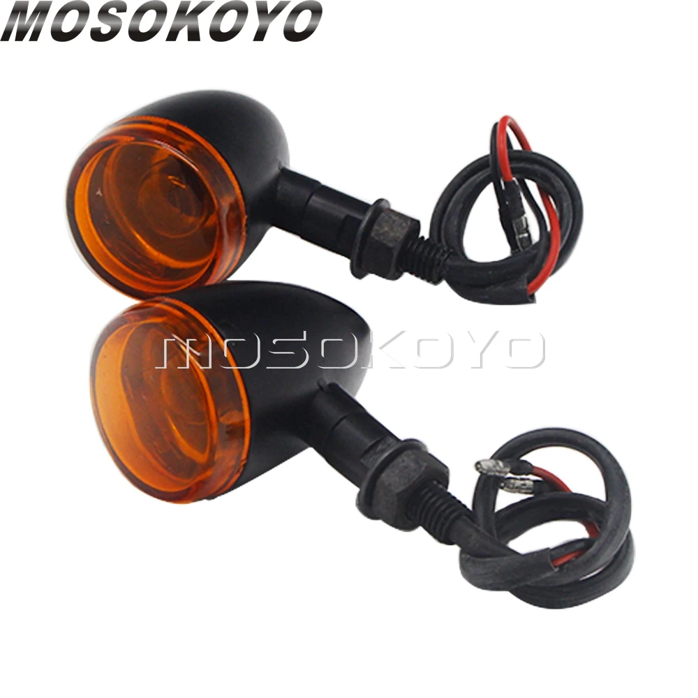 Black Motorcycle Retro Bullet Amber Turn Signals Indicators Light for Harley Sportster Yamaha Kawasaki Cafe Racer Bobber Cruiser |