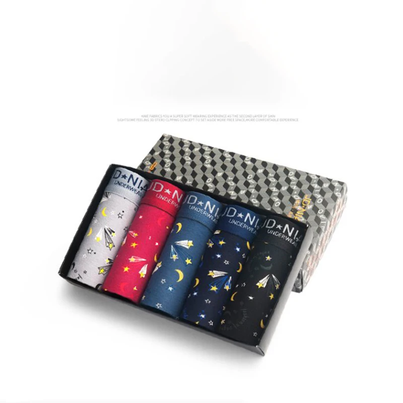 Трусы боксеры мужские 5 шт./компл. мягкие дышащие шорты модное хлопковое нижнее