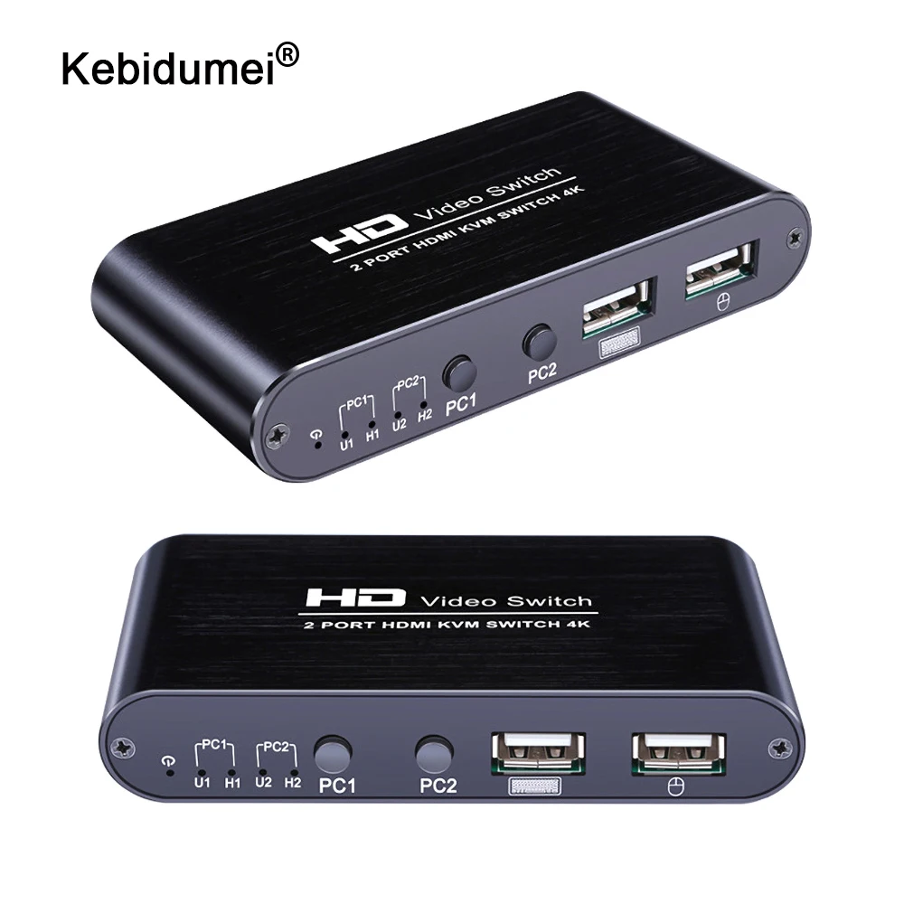 Kebidu 2 порта KVM переключатель 4K x 2K Ultra HD USB сплиттер для двойного экрана клавиатуры
