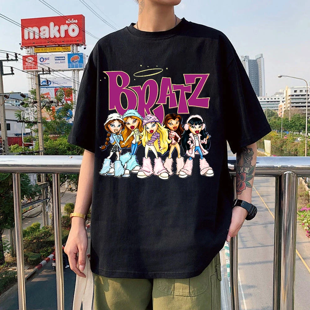 

Bratz Cool Girl print t shirt 100% cotton Harajuku Casual Vintage tshirt gothic punk Hip Hop top oversized women/men's T-Shirts