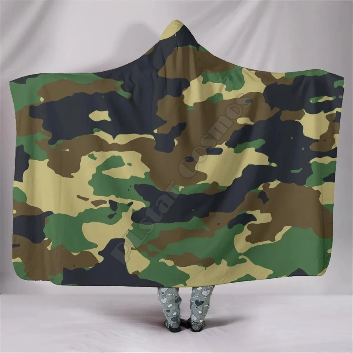 

Camo Hooded Blanket Adult colorful child Sherpa Fleece Wearable Blanket Microfiber Bedding style-1