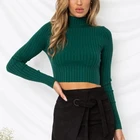 Топ женский трикотажный в полоску, с воротником-хомутом и оборками