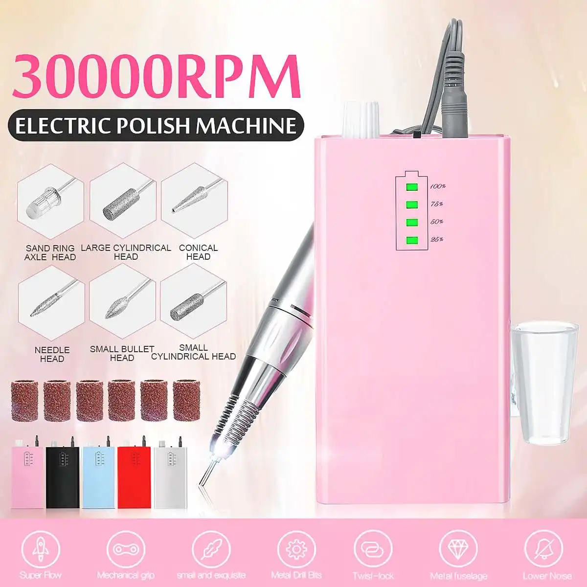 

30000RPM Electric Nail Drill Machine Manicure Pedicure Art Acrylic Nail File Set Grinder Engraving Nail File Drilling Polisher