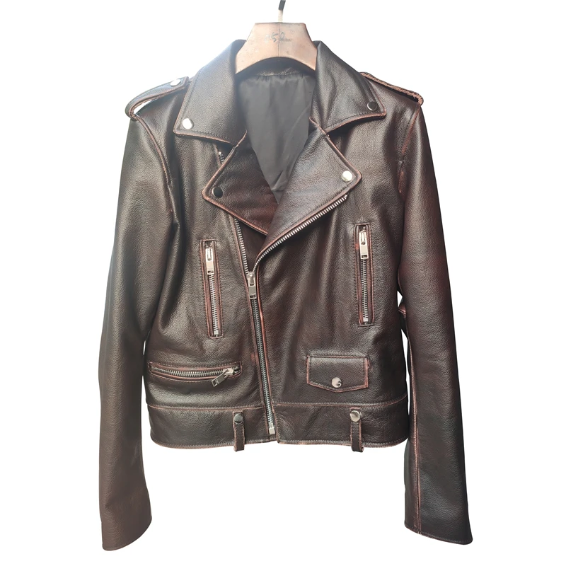 Куртка TEXIWAS женская из натуральной кожи короткая мотоциклетная верхняя одежда