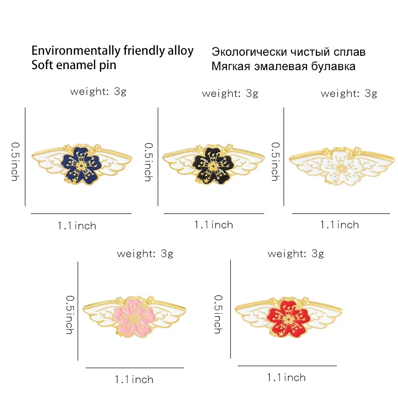 

Simple Sakura Series Brooch Sweet Cute Wing Sakura Brooch Lapel Pin Backpacks Badge Jewelry Gift For Kids Friends Wholesale