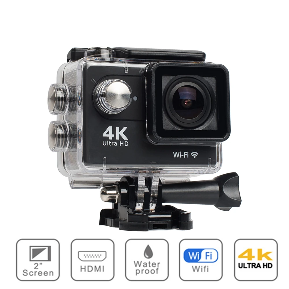 Оригинальная Экшн камера H9 Ultra HD 4K / 30fps Wi Fi 2 0 дюйма 170D Подводная Водонепроницаемая