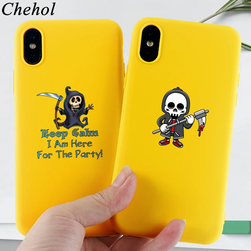 Hallowoeen чехлы для телефонов IPhone X XS MAX XR 8 7 6s Plus Забавный чехол милый Череп Мягкий