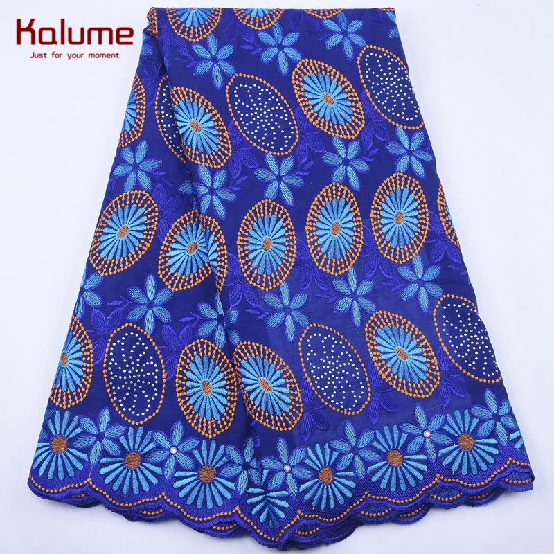 Kalume African Swiss Cotton Lace Fabric Cheap Nigerian Voile With Stones 5 Yard For People Dress F1926 | Дом и сад