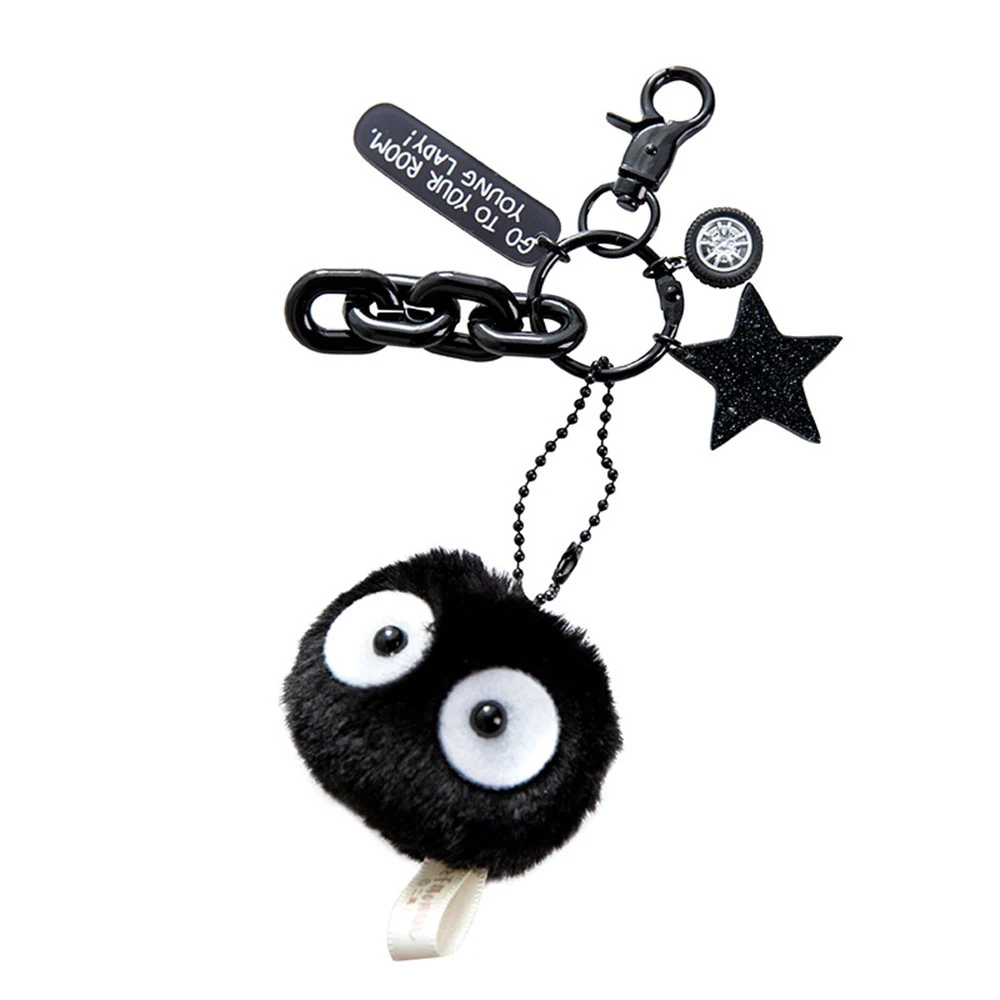 

Women Bag Accessories Black Genius Keychain Plush Stuffed Lovely Bag Decor Present Bag Pendant for Girls Gift