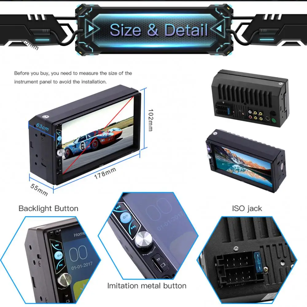 

60% Dropshipping!!High Definition 7-inch Bluetooth 4.0 Hands-free Car Audio Video MP4 MP5 Player