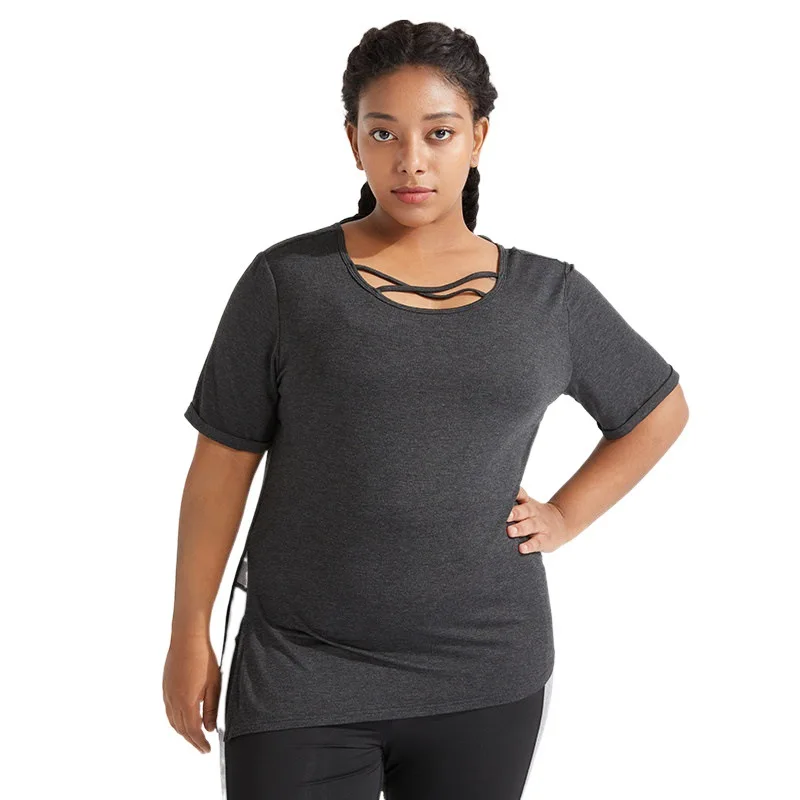 

Plus Size S-4XL Mesh Sports T-shirt Woman Yoga Short Sleeve Fitness Tops Loose Sports Fitness Shirts Quick Dry Running Shirts