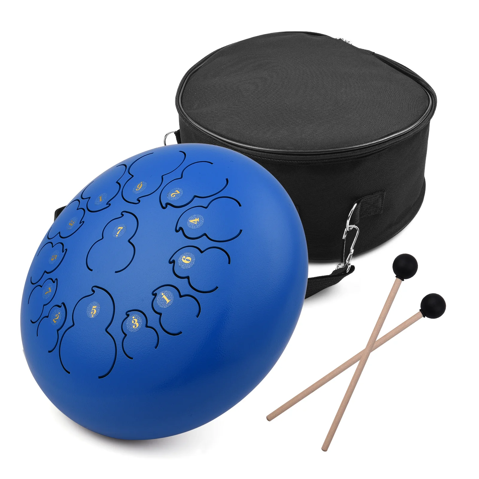 

12-inch 13-Tone Steel Tongue Drum D Key Percussion Instrument Hand Pan Drum with Drum Mallets Carry Bag Music Book