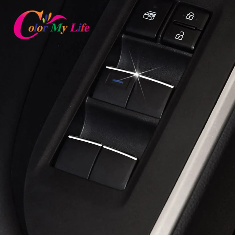 

Color My Life Car Window Lifter Switch Knob Cover Trim Sticker for Toyota Prius 2019 - 2021 7Pcs/Set ABS Chrome Accessories