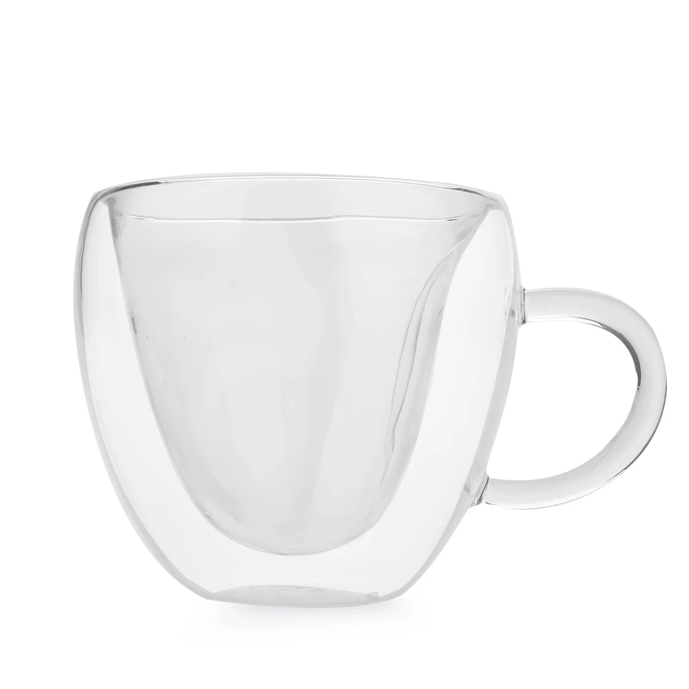 240 мл двухслойная прозрачная стеклянная чайная чашка в форме сердца кофейная