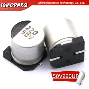 10 шт. электролитический конденсатор с алюминиевой крышкой, 50V220UF 10*10,5 мм алюминевые индекаторы электролитический конденсатор с алюминиевой крышкой, 220 мкФ с алюминиевой крышкой, 50В