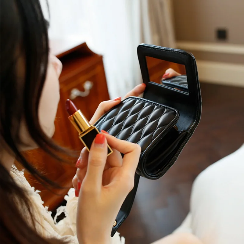 Женский держатель для гигиенической помады зеркальный косметический пакет